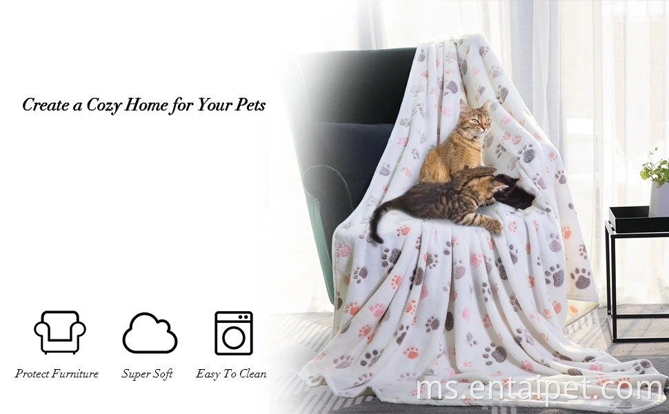 Produk haiwan peliharaan Reka bentuk cetakan comel yang boleh dibasuh selimut berbulu untuk anak kucing kucing anak anjing